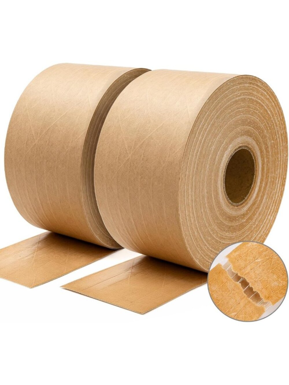 Eco-Friendly Water Activated Gummed Kraft Paper Tape - 2 Rolls for Packaging